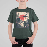 Samurai Bigfoot T Shirt For Kid Funny Japanese Retro Vintage Sasquatch Graphic Ukiyo-e Art - Wonder Print Shop