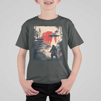 Samurai Bigfoot T Shirt For Kid Funny Japanese Retro Vintage Sasquatch Graphic Ukiyo-e Art - Wonder Print Shop