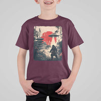 Samurai Bigfoot T Shirt For Kid Funny Japanese Retro Vintage Sasquatch Graphic Ukiyo-e Art - Wonder Print Shop