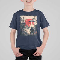 Samurai Bigfoot T Shirt For Kid Funny Japanese Retro Vintage Sasquatch Graphic Ukiyo-e Art - Wonder Print Shop