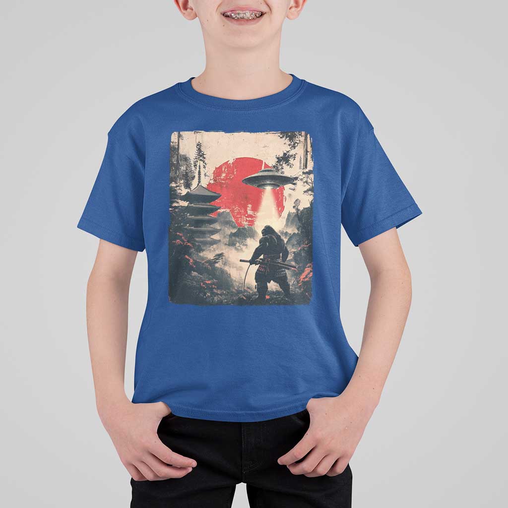 Samurai Bigfoot T Shirt For Kid Funny Japanese Retro Vintage Sasquatch Graphic Ukiyo-e Art - Wonder Print Shop