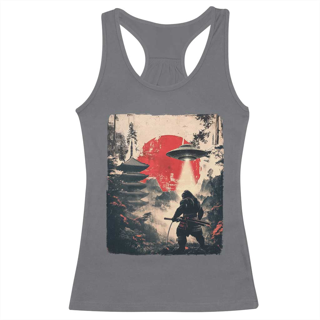 Samurai Bigfoot Racerback Tank Top Funny Japanese Retro Vintage Sasquatch Graphic Ukiyo-e Art - Wonder Print Shop