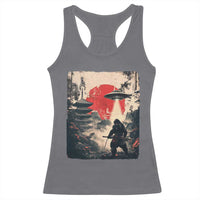 Samurai Bigfoot Racerback Tank Top Funny Japanese Retro Vintage Sasquatch Graphic Ukiyo-e Art - Wonder Print Shop