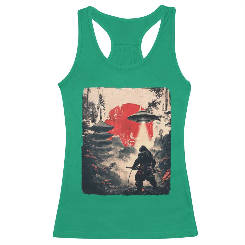 Samurai Bigfoot Racerback Tank Top Funny Japanese Retro Vintage Sasquatch Graphic Ukiyo-e Art - Wonder Print Shop