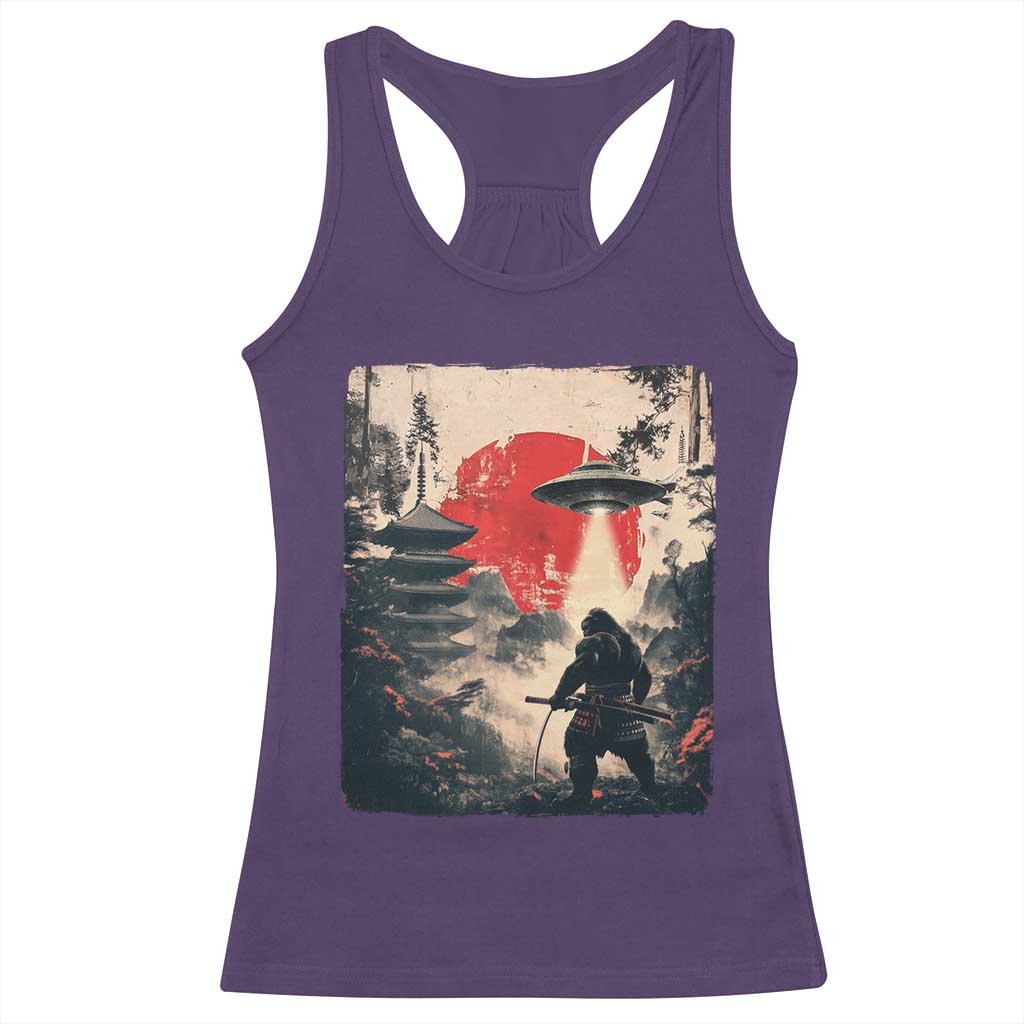 Samurai Bigfoot Racerback Tank Top Funny Japanese Retro Vintage Sasquatch Graphic Ukiyo-e Art - Wonder Print Shop