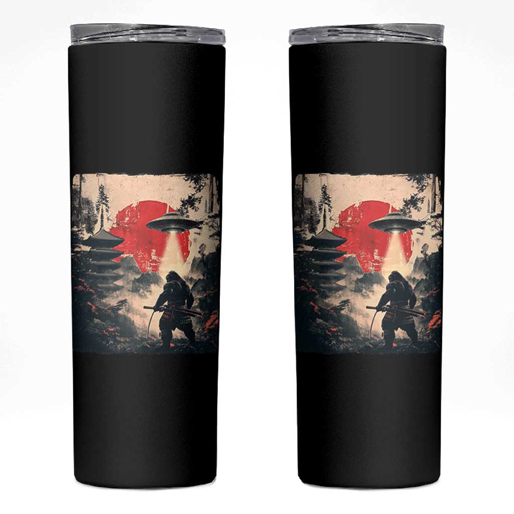 Samurai Bigfoot Skinny Tumbler Funny Japanese Retro Vintage Sasquatch Graphic Ukiyo-e Art - Wonder Print Shop
