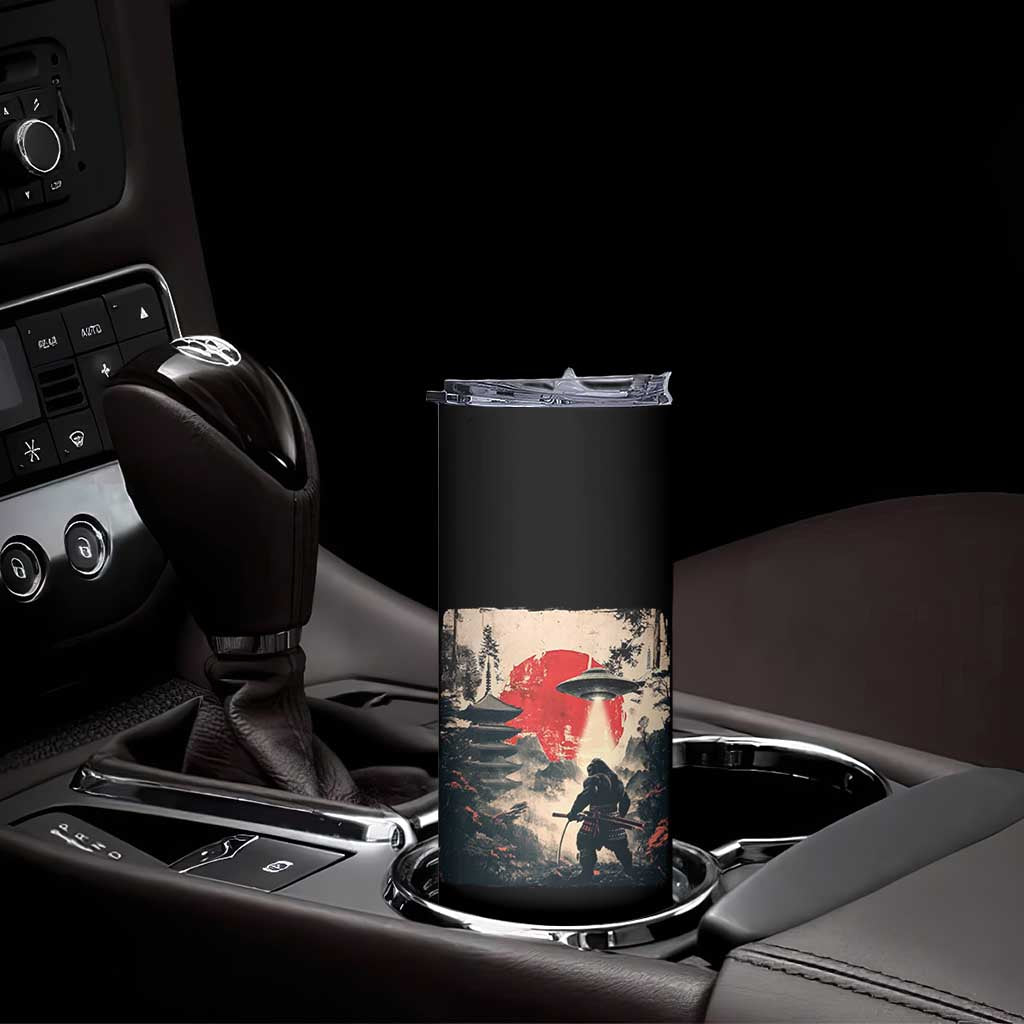 Samurai Bigfoot Skinny Tumbler Funny Japanese Retro Vintage Sasquatch Graphic Ukiyo-e Art - Wonder Print Shop