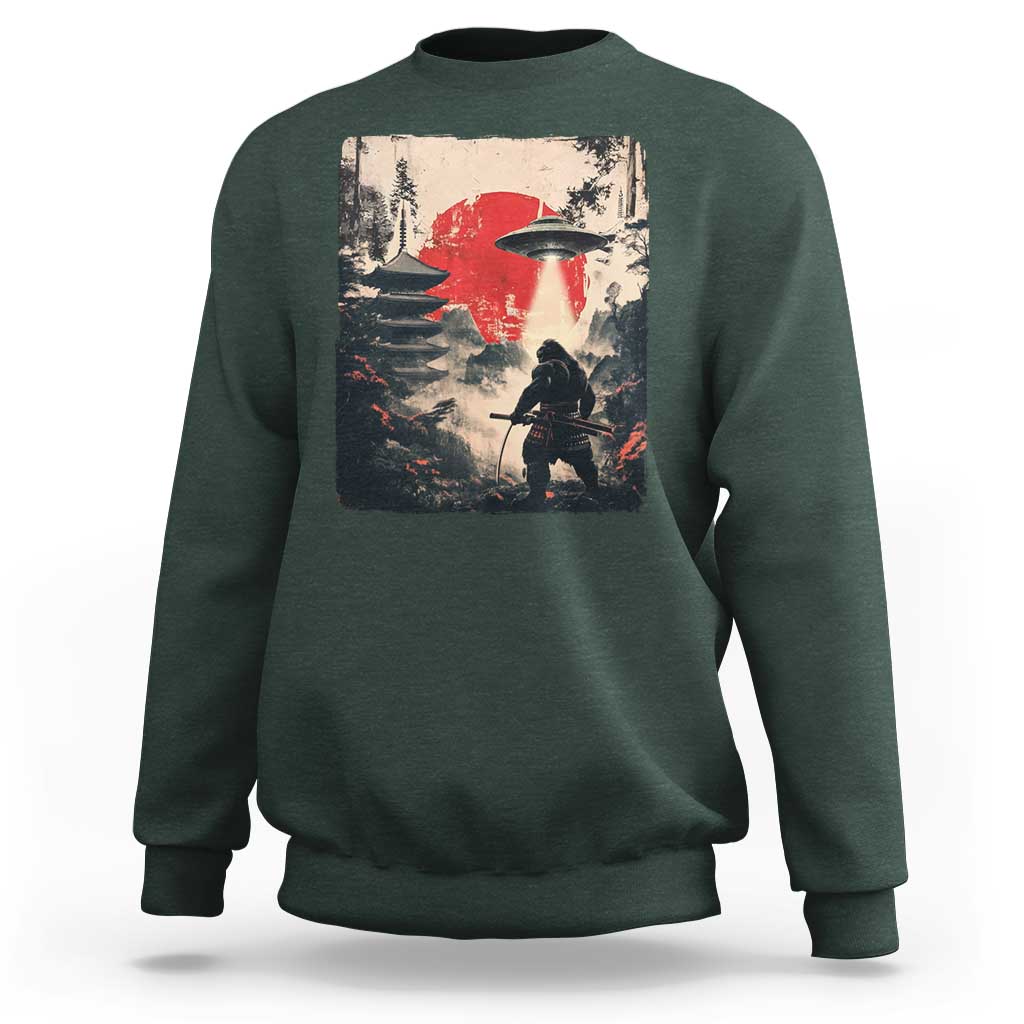 Samurai Bigfoot Sweatshirt Funny Japanese Retro Vintage Sasquatch Graphic Ukiyo-e Art - Wonder Print Shop