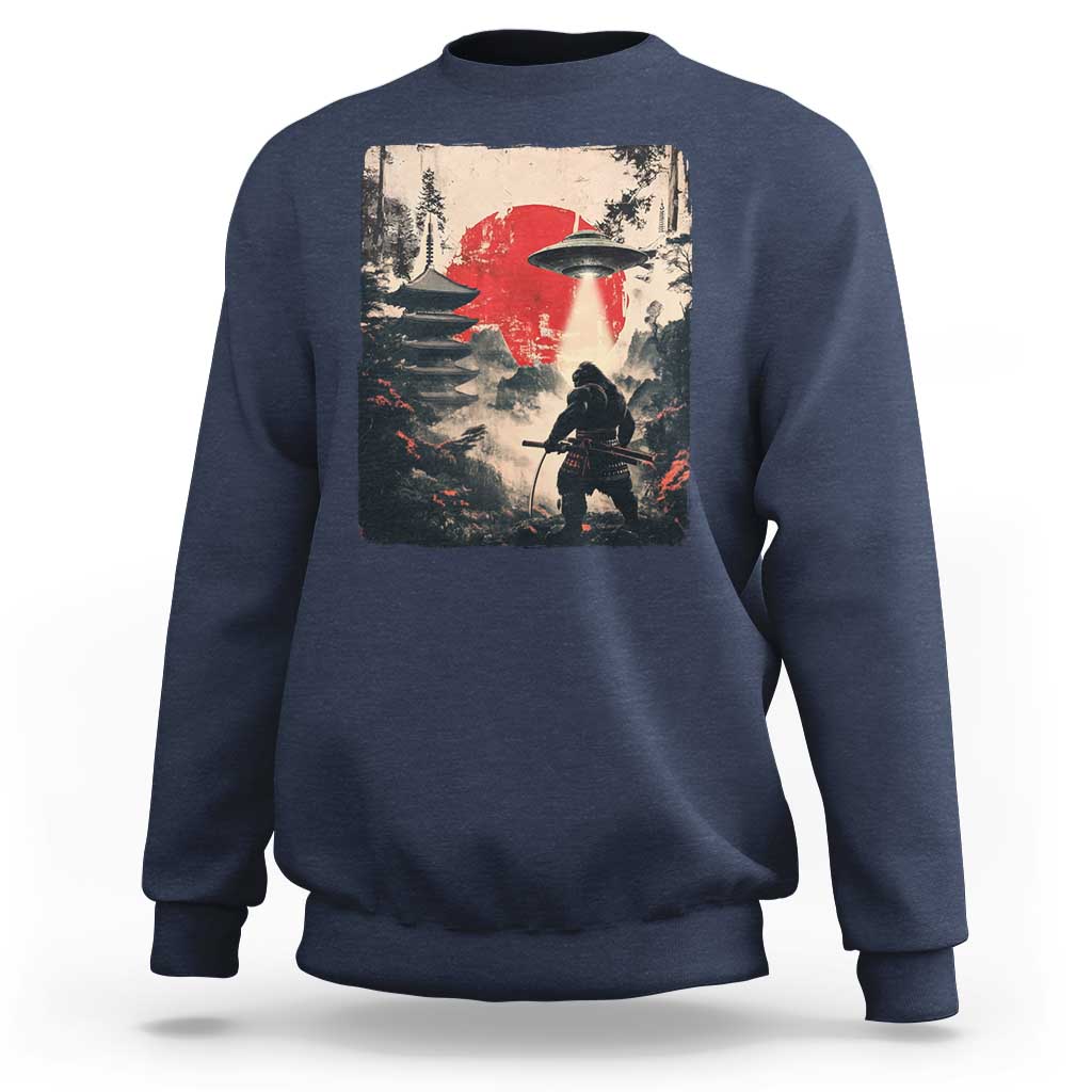 Samurai Bigfoot Sweatshirt Funny Japanese Retro Vintage Sasquatch Graphic Ukiyo-e Art - Wonder Print Shop