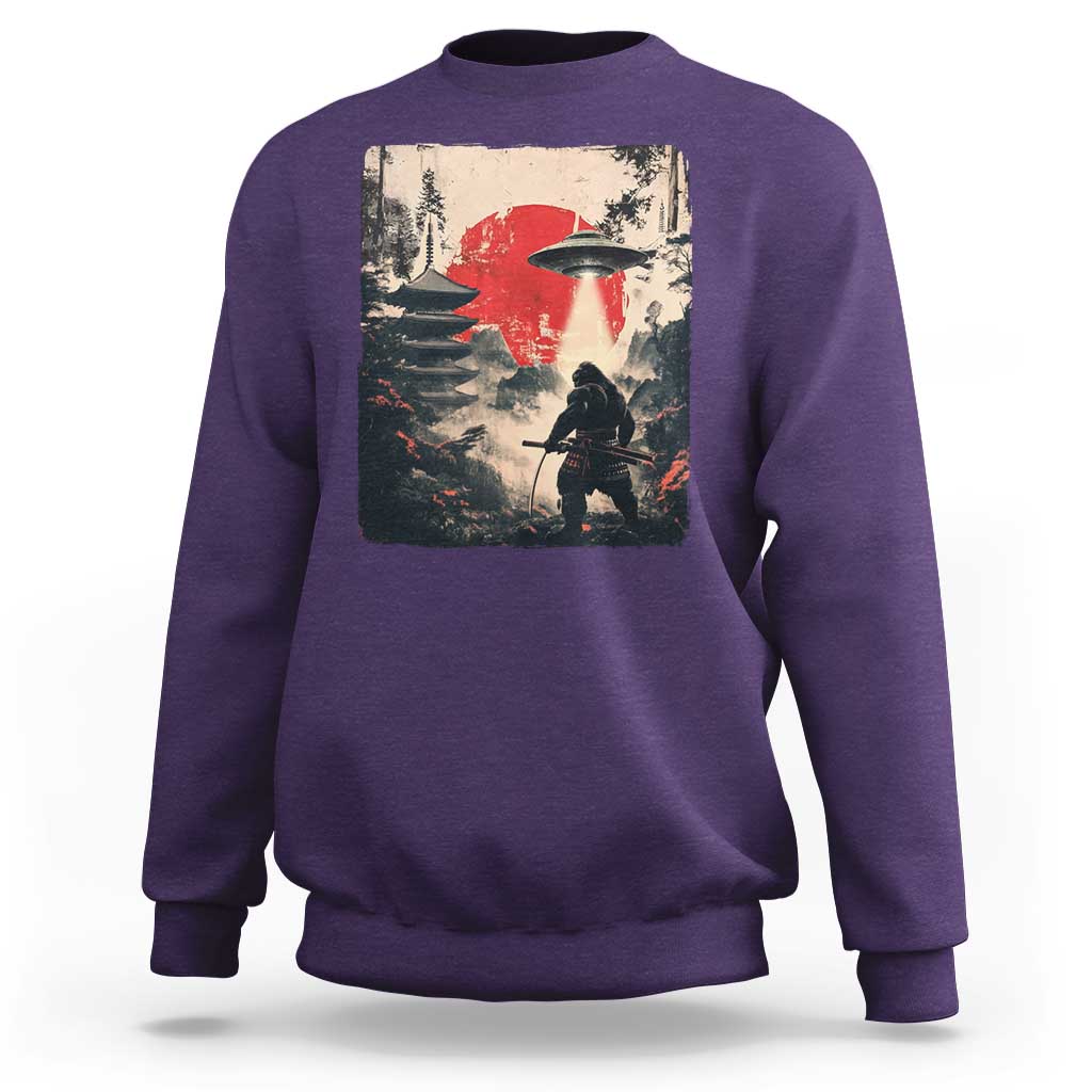 Samurai Bigfoot Sweatshirt Funny Japanese Retro Vintage Sasquatch Graphic Ukiyo-e Art - Wonder Print Shop