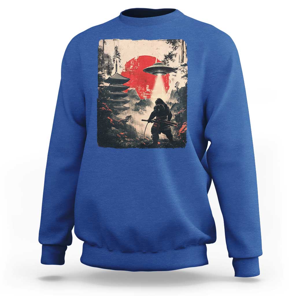 Samurai Bigfoot Sweatshirt Funny Japanese Retro Vintage Sasquatch Graphic Ukiyo-e Art - Wonder Print Shop