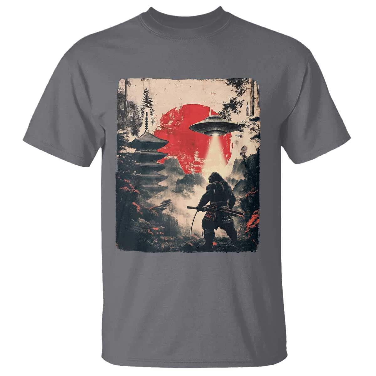 Samurai Bigfoot T Shirt Funny Japanese Retro Vintage Sasquatch Graphic Ukiyo-e Art - Wonder Print Shop