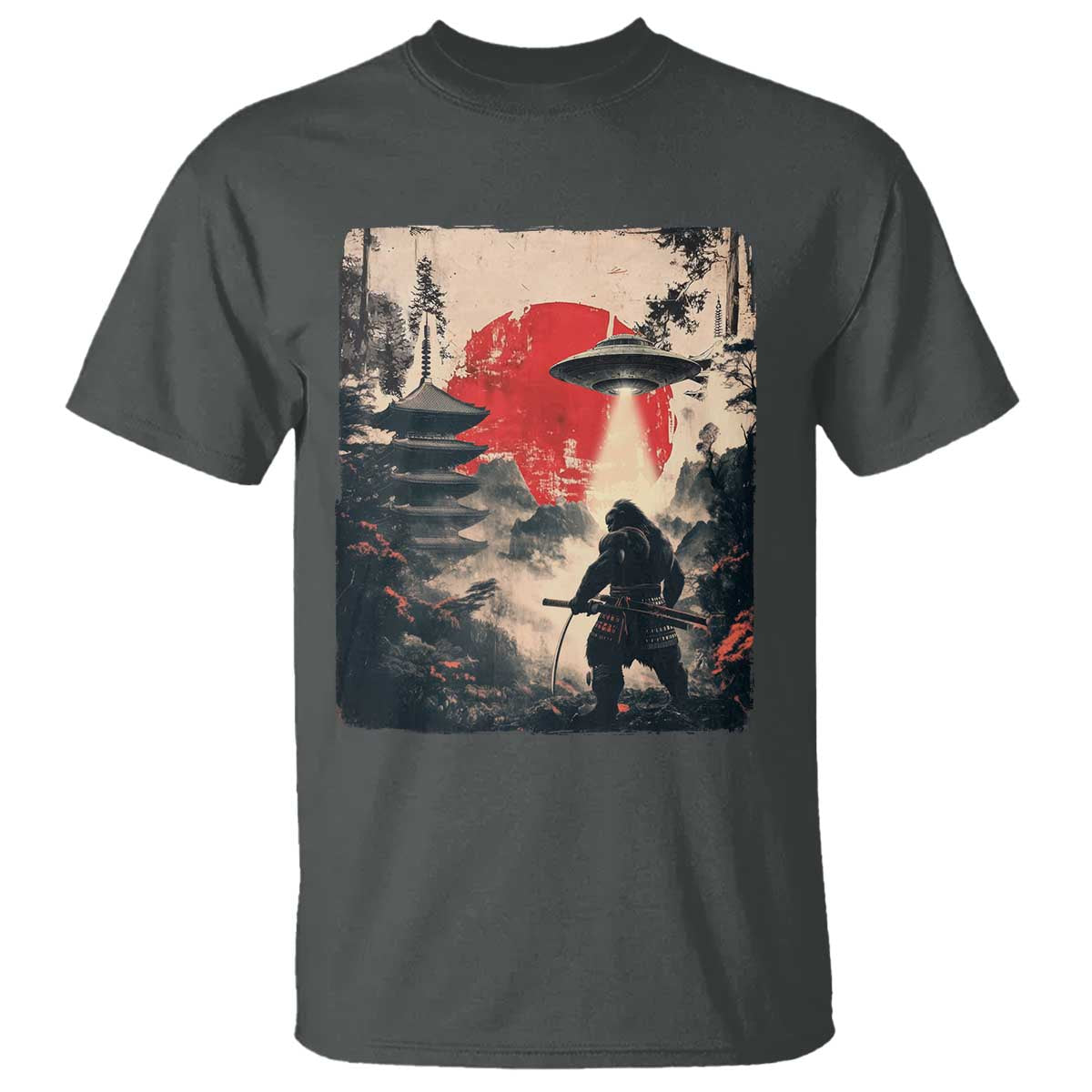 Samurai Bigfoot T Shirt Funny Japanese Retro Vintage Sasquatch Graphic Ukiyo-e Art - Wonder Print Shop