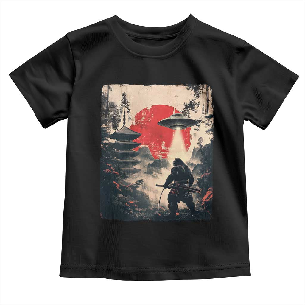 Samurai Bigfoot Toddler T Shirt Funny Japanese Retro Vintage Sasquatch Graphic Ukiyo-e Art - Wonder Print Shop