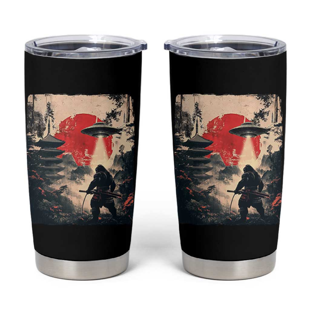 Samurai Bigfoot Tumbler Cup Funny Japanese Retro Vintage Sasquatch Graphic Ukiyo-e Art - Wonder Print Shop