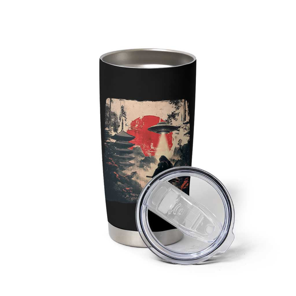 Samurai Bigfoot Tumbler Cup Funny Japanese Retro Vintage Sasquatch Graphic Ukiyo-e Art - Wonder Print Shop