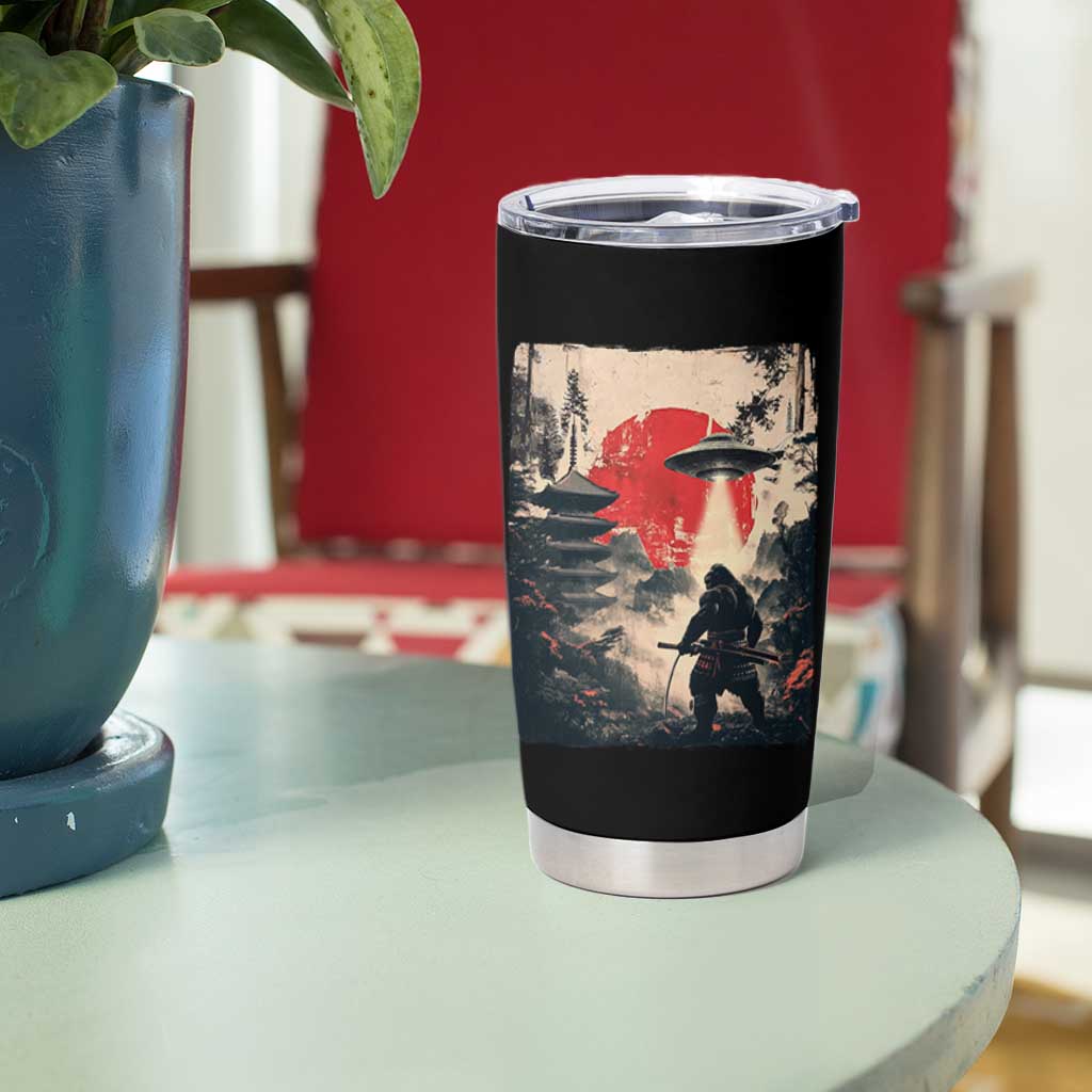 Samurai Bigfoot Tumbler Cup Funny Japanese Retro Vintage Sasquatch Graphic Ukiyo-e Art - Wonder Print Shop