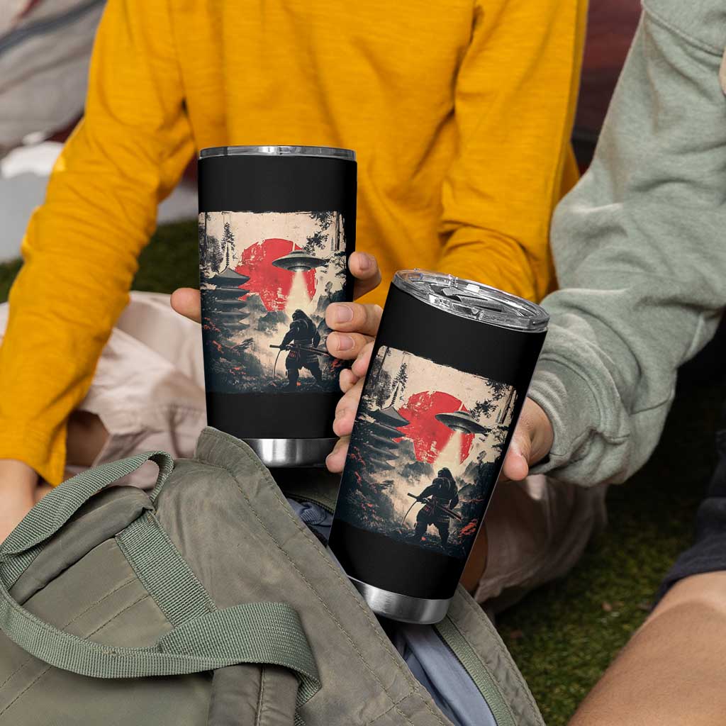 Samurai Bigfoot Tumbler Cup Funny Japanese Retro Vintage Sasquatch Graphic Ukiyo-e Art - Wonder Print Shop