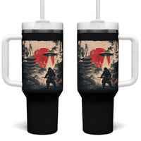 Samurai Bigfoot Tumbler With Handle Funny Japanese Retro Vintage Sasquatch Graphic Ukiyo-e Art - Wonder Print Shop