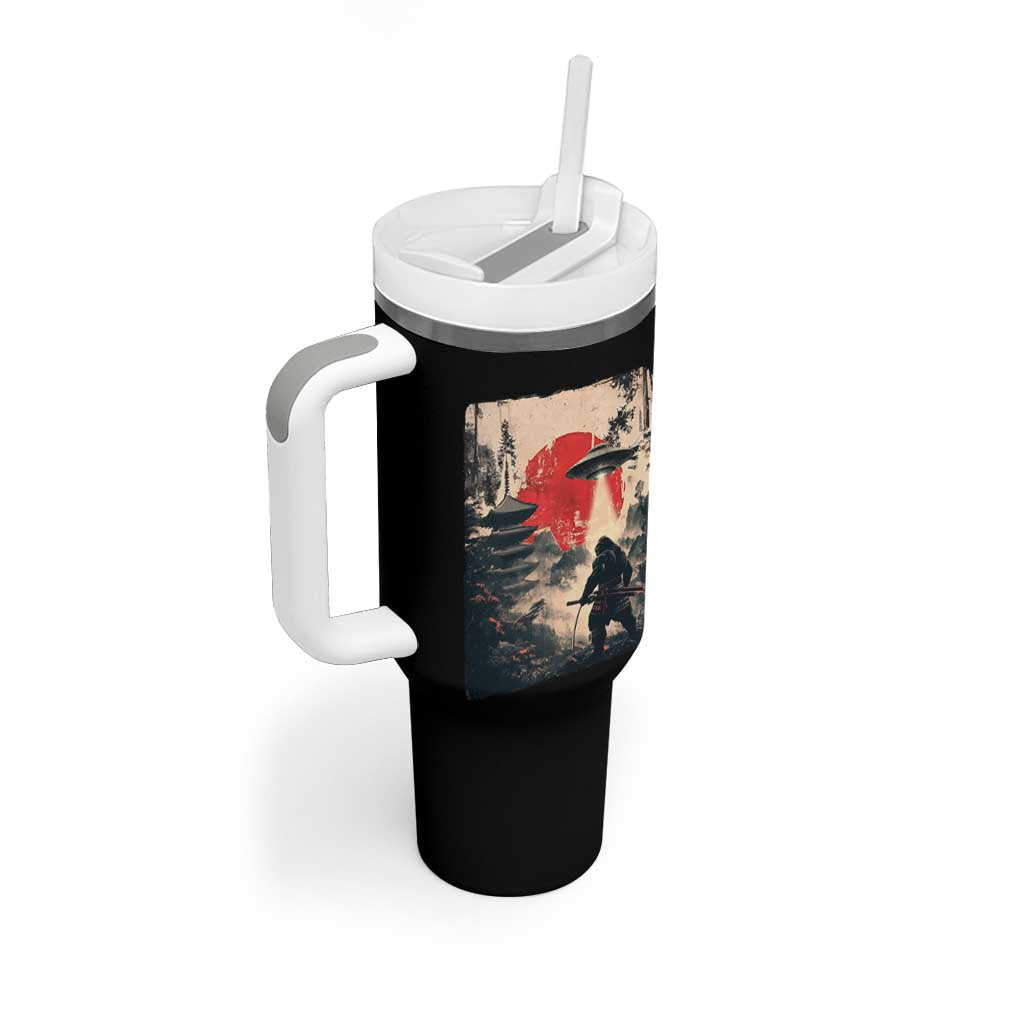 Samurai Bigfoot Tumbler With Handle Funny Japanese Retro Vintage Sasquatch Graphic Ukiyo-e Art - Wonder Print Shop