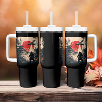 Samurai Bigfoot Tumbler With Handle Funny Japanese Retro Vintage Sasquatch Graphic Ukiyo-e Art - Wonder Print Shop