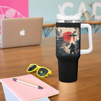 Samurai Bigfoot Tumbler With Handle Funny Japanese Retro Vintage Sasquatch Graphic Ukiyo-e Art - Wonder Print Shop