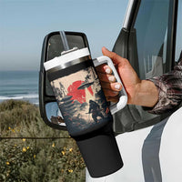Samurai Bigfoot Tumbler With Handle Funny Japanese Retro Vintage Sasquatch Graphic Ukiyo-e Art - Wonder Print Shop