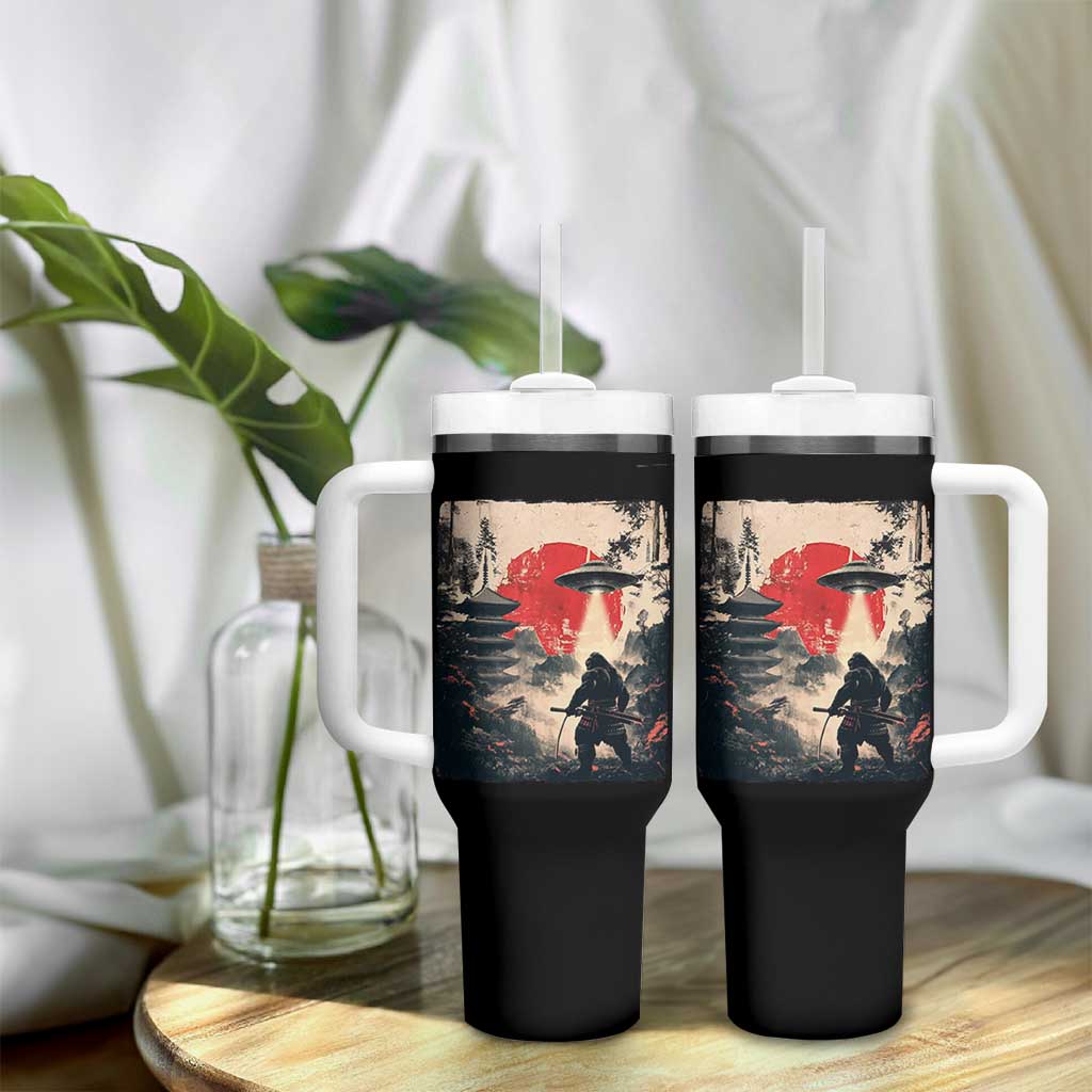 Samurai Bigfoot Tumbler With Handle Funny Japanese Retro Vintage Sasquatch Graphic Ukiyo-e Art - Wonder Print Shop