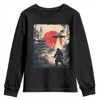 Samurai Bigfoot Youth Sweatshirt Funny Japanese Retro Vintage Sasquatch Graphic Ukiyo-e Art - Wonder Print Shop