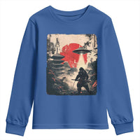 Samurai Bigfoot Youth Sweatshirt Funny Japanese Retro Vintage Sasquatch Graphic Ukiyo-e Art - Wonder Print Shop
