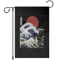Japanese Kawaii Anime Cat Garden Flag Funny Surfing Cat Bruh Retro The Great Wave Kanagawa - Wonder Print Shop