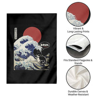 Japanese Kawaii Anime Cat Garden Flag Funny Surfing Cat Bruh Retro The Great Wave Kanagawa - Wonder Print Shop