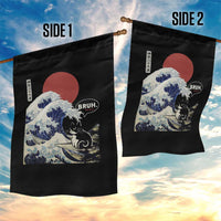 Japanese Kawaii Anime Cat Garden Flag Funny Surfing Cat Bruh Retro The Great Wave Kanagawa - Wonder Print Shop