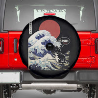 Japanese Kawaii Anime Cat Spare Tire Cover Funny Surfing Cat Bruh Retro The Great Wave Kanagawa - Wonder Print Shop