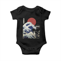 Japanese Kawaii Anime Cat Baby Onesie Funny Surfing Cat Bruh Retro The Great Wave Kanagawa - Wonder Print Shop