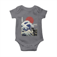Japanese Kawaii Anime Cat Baby Onesie Funny Surfing Cat Bruh Retro The Great Wave Kanagawa - Wonder Print Shop