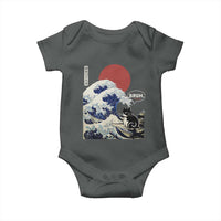 Japanese Kawaii Anime Cat Baby Onesie Funny Surfing Cat Bruh Retro The Great Wave Kanagawa - Wonder Print Shop