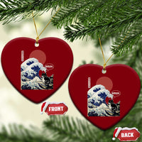 Japanese Kawaii Anime Cat Ceramic Ornament Funny Surfing Cat Bruh Retro The Great Wave Kanagawa - Wonder Print Shop