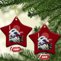 Japanese Kawaii Anime Cat Ceramic Ornament Funny Surfing Cat Bruh Retro The Great Wave Kanagawa - Wonder Print Shop