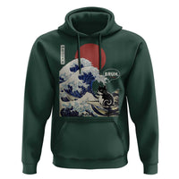 Japanese Kawaii Anime Cat Hoodie Funny Surfing Cat Bruh Retro The Great Wave Kanagawa - Wonder Print Shop