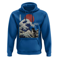 Japanese Kawaii Anime Cat Hoodie Funny Surfing Cat Bruh Retro The Great Wave Kanagawa - Wonder Print Shop