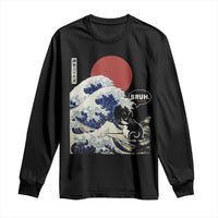 Japanese Kawaii Anime Cat Long Sleeve Shirt Funny Surfing Cat Bruh Retro The Great Wave Kanagawa - Wonder Print Shop