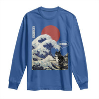 Japanese Kawaii Anime Cat Long Sleeve Shirt Funny Surfing Cat Bruh Retro The Great Wave Kanagawa - Wonder Print Shop