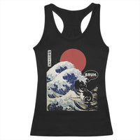 Japanese Kawaii Anime Cat Racerback Tank Top Funny Surfing Cat Bruh Retro The Great Wave Kanagawa - Wonder Print Shop