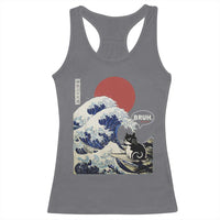Japanese Kawaii Anime Cat Racerback Tank Top Funny Surfing Cat Bruh Retro The Great Wave Kanagawa - Wonder Print Shop