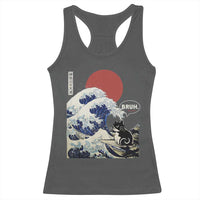 Japanese Kawaii Anime Cat Racerback Tank Top Funny Surfing Cat Bruh Retro The Great Wave Kanagawa - Wonder Print Shop