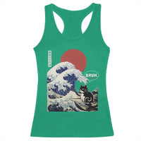 Japanese Kawaii Anime Cat Racerback Tank Top Funny Surfing Cat Bruh Retro The Great Wave Kanagawa - Wonder Print Shop