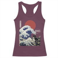 Japanese Kawaii Anime Cat Racerback Tank Top Funny Surfing Cat Bruh Retro The Great Wave Kanagawa - Wonder Print Shop