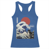 Japanese Kawaii Anime Cat Racerback Tank Top Funny Surfing Cat Bruh Retro The Great Wave Kanagawa - Wonder Print Shop