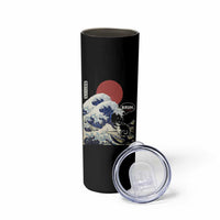 Japanese Kawaii Anime Cat Skinny Tumbler Funny Surfing Cat Bruh Retro The Great Wave Kanagawa - Wonder Print Shop